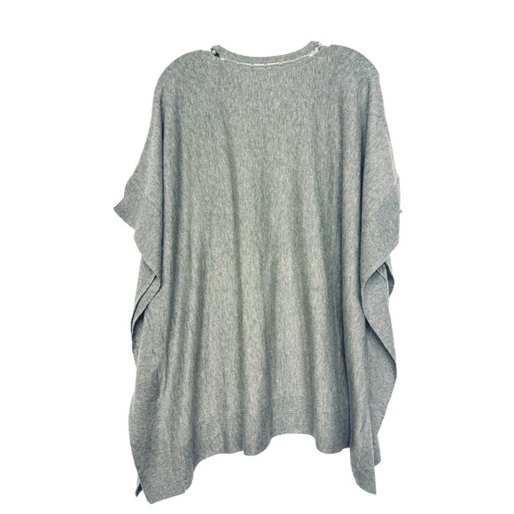 Chico's Gray Oversized Poncho Sweater S/M Peal Detail Embellished Neckline New - Picture 6 of 6